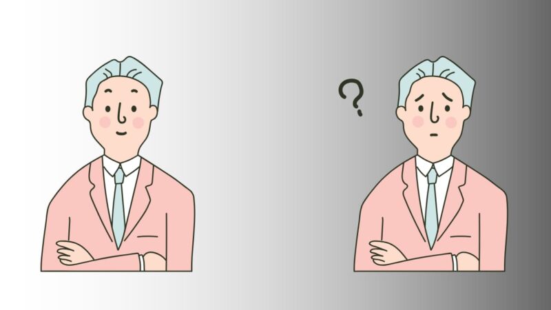 会社に染まっていない男性と染まっている男性のイラスト