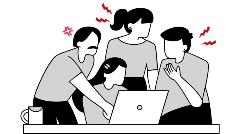 職場内で常に不満が生じているイラスト
