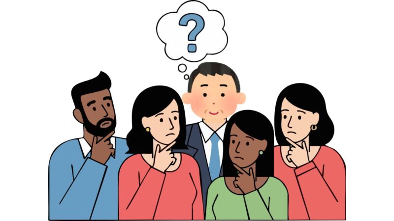 中高年が会社の若者とギャップを感じているイラスト